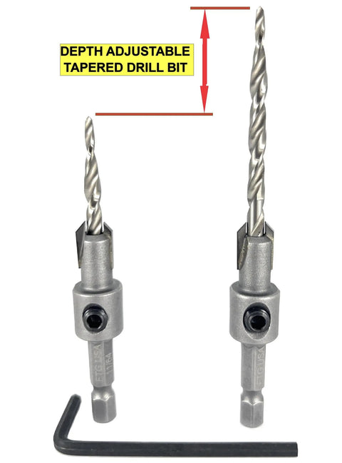 Eleven Sixty Fourth Inch Tungsten Carbide Tipped Countersink Drill Bit For Wood With Wide Flute and Hex Key