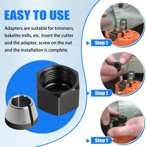 Precision Collet Nut 671361001 And 671362001 For Dremel And Ridgid Trimmers Routers Built Tough For A Secure Fit Smooth Performance Broad Tool Compatibility Easy Install And Reliable Connection, metal collet nut installed on router