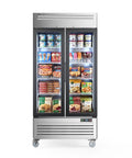 Heavy Duty Commercial Upright Display Freezer With Tempered Glass Door 33.5 Cubic Foot Auto Defrost with frozen food display.