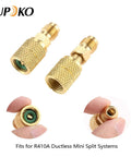 R410A Straight Swivel Mini Split Adapter With Five Sixteenth SAE Female To One Quarter SAE Male Quick Couplers For HVAC And Ductless Mini Split Systems Pro Grade DIY Friendly Two Pack brass couplers for R410A mini split service