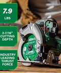 36V Cordless 7-1/4 Inch Circular Saw With Torque Boost Technology For Higher Power And Torque, Visible Cutting Depth Indicator
