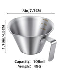 Stainless Steel Espresso Cup With Handle, Durable Coffee Shot Measuring Cup With Built-In Scale, V Shaped Mouth, 3.4 Oz 100 Ml