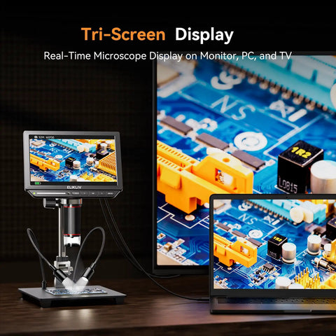 4K Coin Digital Microscope With 8 Inch LCD, 52MP Imaging, HDMI Output, Soldering Microscope For Electronics And Jewelry, Ultra Clear Micro Detail, Adjustable LED Lighting, Live View For Hobbyists And Pros on monitor, PC and TV