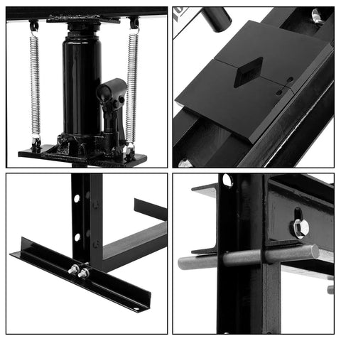 Close-up details of 6-Ton Hydraulic Shop Press With Adjustable Working Table And H-Frame, showing springs and components.