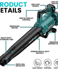 Cordless Leaf Blower With Brushless Motor, 480 CFM, Up To 130 MPH, Six Variable Speeds, Digital Display Control, handheld view