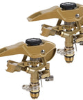 Heavy Duty Zinc Alloy Impact Sprinklers 2 Pack with gray casing, adjustable spray arc for easy backyard irrigation.