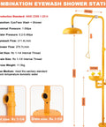 Emergency Eyewash And Shower Station Kit With Dual Nozzle Design, ANSI Z358.1-2014 Certified And OSHA Approved, full view