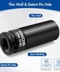 22mm Impact Lug Nut Socket For One Half Inch Drive With Protective Sleeve Chrome Molybdenum Alloy Steel