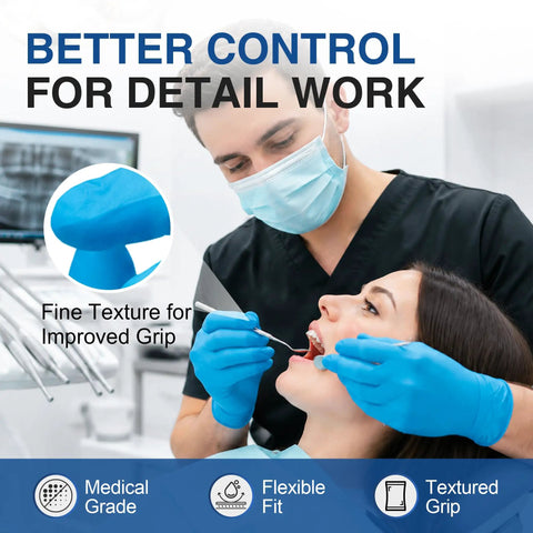 Blue Nitrile Exam Gloves Workhorse For Medical, Food Prep, Cooking And Cleaning Tasks, Disposable Latex Free Powder Free, Medium Size