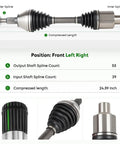 Straight Fire Fresh Front CV Axle Shaft Assembly Pair For Ram 1500 Four Wheel Drive Only 2012 2022 showing inner and outer splines.