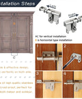 Installation steps for Heavy Duty Stainless Steel Gate Latch Lock With 150 Millimeter Bar for wooden gates on doors.