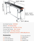 Sturdy Stainless Steel Motorized Belt Conveyor Table 59x7.8 Inch With PVC Anti Static Belt Adjustable Speed Double Guardrails
