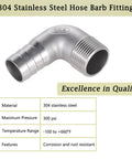 304 Stainless Steel Hose Barb Fitting 1 Inch Barbed To 1 Inch NPT Male 90 Degree Elbow For Water Fuel And Home Brew Pipe Fittings Pack Of 2 Heavy Duty Air Hose Adapter