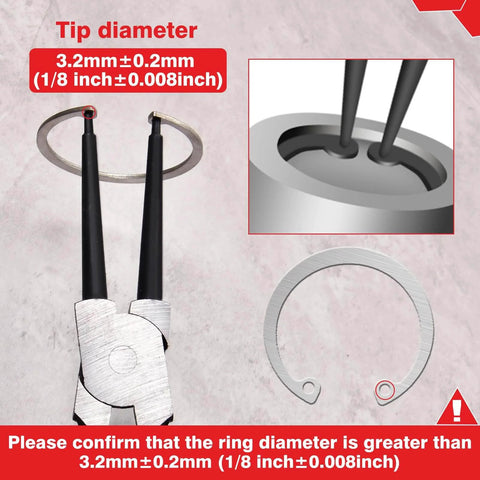 Heavy Duty 13 Inch Snap Ring Pliers Internal Circlip Pliers Straight Jaw 0.12 Inch Tip For Installing And Removing Retaining Rings