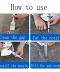 Steps to use Heavy Duty Concrete Crack Repair Adhesive For Outdoor Use Waterproof And Weather Resistant Crack Filler Dries Fast Seals Concrete Masonry And Stone Cracks Deeply Perfect For DIYers And Renovations Black 200g.