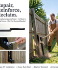 Man using Beefy Heavy-Duty Fence Post Repair Kit Four Pack With Sturdy Anchors And Stabilizers for leaning wood post