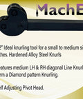 Pivot Head Diamond Knurling Tool With Half Inch Square Shank for Lathe in epoxy black, medium pitch knurl