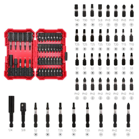 Tough As Nails 42 Piece Impact Screwdriver Bit Set with Phillips Slotted and Torx Bits in Portable Storage Case; Magnetic Bit Holder