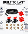 1/4 Inch Fuel Line Hose Kit With Clamps, Valve And Filters For Mowers, Tractors, AtVs, Snowblowers And Dirt Bikes, Universal Fit Rubber Tube 6.56 Ft Long To Kill That Leak And Keep Y Our Ride Smoothing Smooth, black fuel hose, filters and clamps