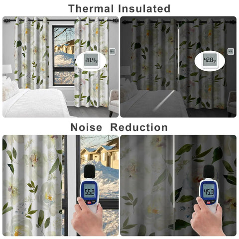 Floral Blackout Curtains For Bedroom And Nursery With 84 Inch Length Two Panels showcasing thermal insulation and noise reduction.