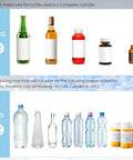 Desktop Round Bottle Labeling Machine Semi Automatic For Plastic Glass Metal Bottles Adjustable Diverse Diameters Wrinkle Free shows examples of suitable and unsuitable bottles.