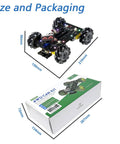 Image showing Mecanum Wheel Robot Car Kit for Raspberry Pi Pico Not Included, Dope Build With Arduino IDE Compatibility packaging and dimensions.
