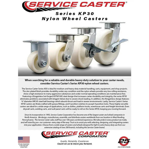 Pro Grade Kingpinless Nylon Swivel Top Plate Caster Built As A Heavy Duty Workhorse Handling 1250 Lbs Like A Dream Featuring Eight Inch White Wheels That Roll Nice