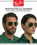 Man and woman wearing RB3025 Pilot Shape Non-Polarized Sunglasses For Men And Women With G-15 Green Lens, unisex design.