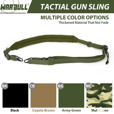 Quick Adjust 2 Point Rifle Sling With HK Hook Padded Shoulder Pad Hands Free Carry For Rifle Shotgun Crossbow Easy Quick Release Buckle Outdoor Hunting Gear Army Green shown in Army Green with multiple color options.