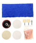 Car Glass Polishing Kit With Cerium Oxide Powder 70g 9 Piece Set Includes Towel Polish Pad Felt Wheel Deep Scratch Remover