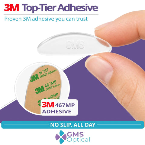 Ultra Thin Silicone Nose Pads For Glasses 1.3mm 18mm Large Non Slip Grips With Super Sticky Adhesive Backing Ideal For Plastic And Metal Eyewear Sunglasses 5 Pairs Clear with 3M adhesive