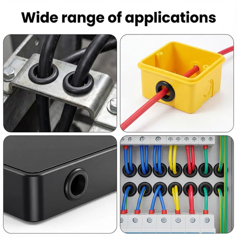 2 Inch Rubber Grommet Kit, 4 Pack Large Wire Hole Plugs for electrical boxes and cables in various applications