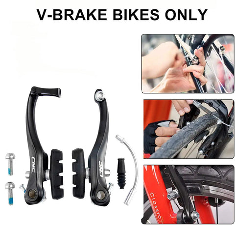 V-Brake Pads 55mm Set for Bikes, 2 Pairs Universal Brake Shoes Black with installation guide