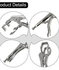 Heavy Duty 9 Inch U Shaped Welding Pliers Steel Clamp With Strong Bite Force Perfect For Mig Tig Welding Riveting And Grinding Adjustable Handle silver tool details showing adjustable handle and U shape jaws.