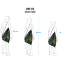 Mesh Pool Gear Sack For Swim Team Practice Quick Dry Tote Bag With Drawstring Closure Durable Polyester Swim Equipment Bag For Wet Gear Large 40 Liters Capacity Sage Green shown on different heights.