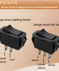 Rocker Switch Kit For Range Hood With Dual Fan And Light Switches Replacement Part For 97016971 showing lighting and fan switches