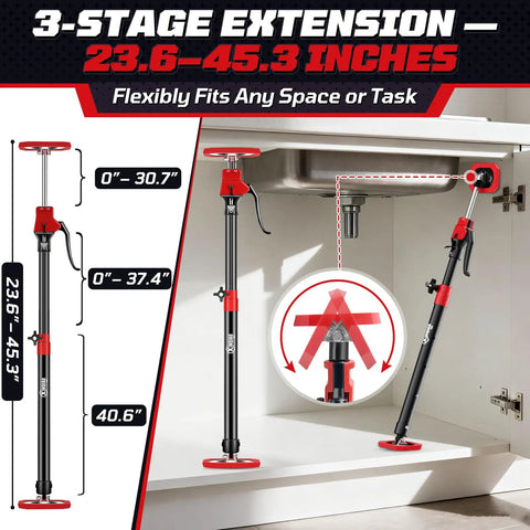 Cabinet Jacks And Heavy Duty Third Hand Tool, Adjustable Support Pole Extends From 23.6 To 45.3 Inches under a cabinet