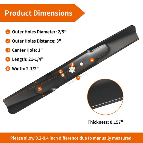 Dimensions of Beefy Heavy Duty 42 Inch Mower Blades Two Pack Fits Cub Cadet Troy Bilt 42 Inch Decks Craftsman LT1500