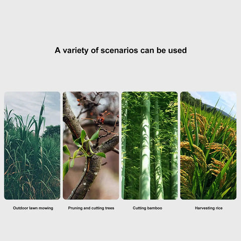 High Manganese Steel Scythe For Yard Work, multifunction gardening tool use scenarios for lawn mowing, pruning, bamboo, and rice harvesting
