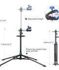 Heavy Duty Bike Repair Stand for Easy Home Maintenance, showing adjustable height and foldable design with tool tray
