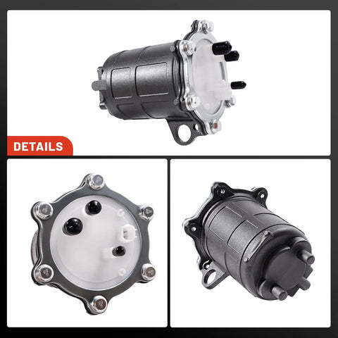 Three views of Honda ATV Fuel Pump Drop In Fit for Rancher 420 and Foreman 500 FourTrax from 2007 to 2014 TRX420 TRX500 TRX700XX Replacement 16700 HP5 602 Durable OEM Style High Performance Upgrade Beefed Up Reliability.