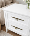 Vintage Bronze Long Drawer Pulls Old School 4 Pack With Screws 200mm Length on a white dresser in living room
