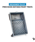 Heavy Duty 9 Inch Paint Tray Liners 10 Pack for Roller Trays, Precision Defined paint trays, angled view