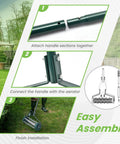 Diagram of assembling 17 Inch Heavy Duty Rolling Lawn Aerator With Sharp Spikes And Anti Slip Handle For Lawn Care Yard Garden Manual Aerator Tool To Break Up Compacted Soil And Boost Water And Nutrient Absorption For A Healthier Greener Turf