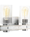 Coastal Bath Vanity Light Two Light Fixture With Clear Seeded Glass And Galvanized Metal Finish Perfect For Seaside Vibe Bathrooms Damp Rated And Durable For Everyday Use