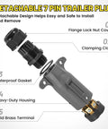 7 Pin Trailer Plug With IP68 Waterproof Seal Detachable 7 Way Round RV Style Trailer Side Connector exploded view