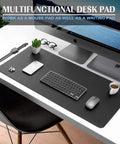 Large PVC Leather Desk Mat For Office Use, Extra Large Mouse And Keyboard Pad, Computer And Laptop Desk Protector in black