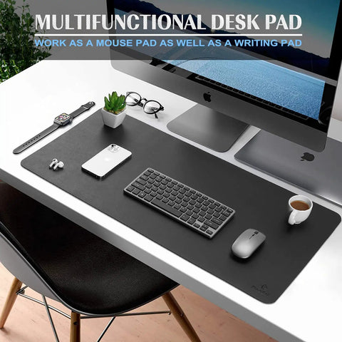 Large PVC Leather Desk Mat For Office Use, Extra Large Mouse And Keyboard Pad, Computer And Laptop Desk Protector in black
