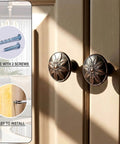 Oil Rubbed Bronze Round Cabinet Knobs 12 Pack 1.4 Inch Diameter Zinc Alloy Hardware installed on cabinet doors