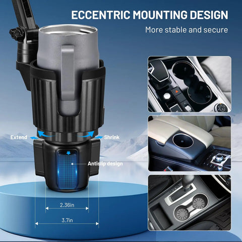 Magnetic Cup Holder Phone Mount For Cars MagSafe Compatible Adjustable 4.1 Inch Base with secure grip in car cup holder